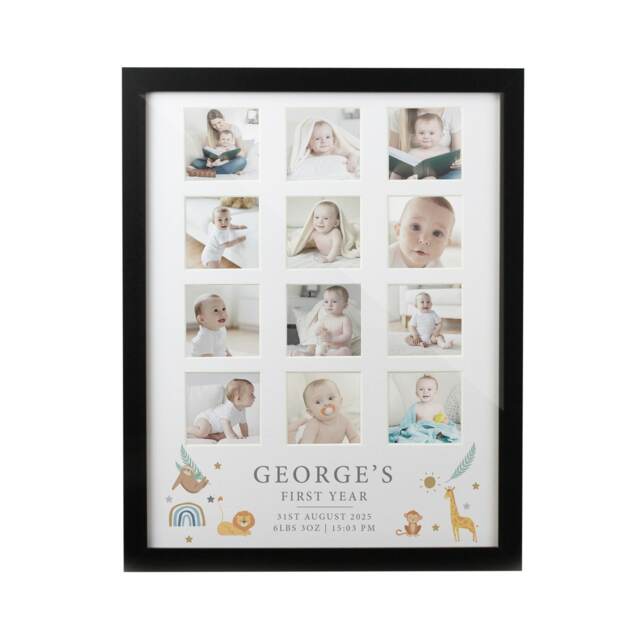 Personalised Animals Black Multi Photo Frame Black One Size