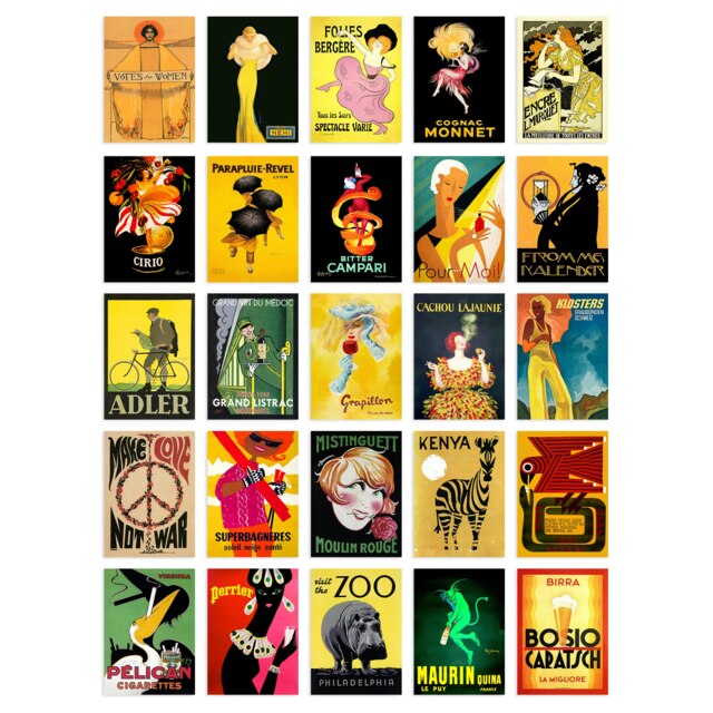Vintage Advertising Aesthetic Old Advert Posters Art A6 Set of 50 Unframed Prints Multi