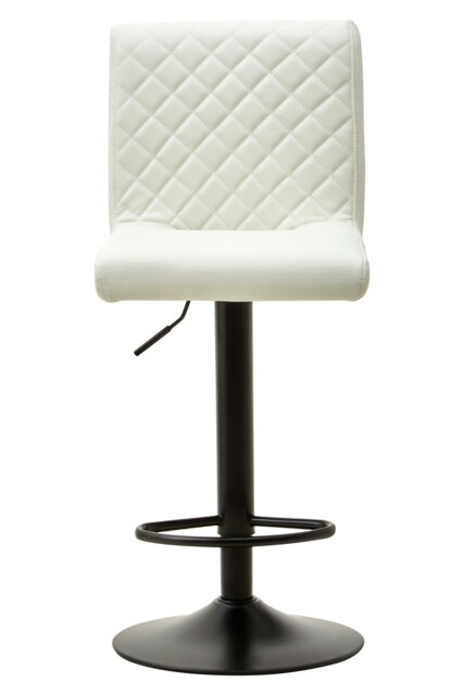 Orsina Elegant High Back White Leather Effect Bar Chair, Diamond Tufted Bar Chair, High Back Modern Bar Stool