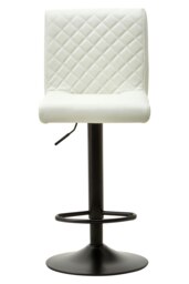 Orsina Elegant High Back White Leather Effect Bar Chair, Diamond Tufted Bar Chair, High Back Modern Bar Stool