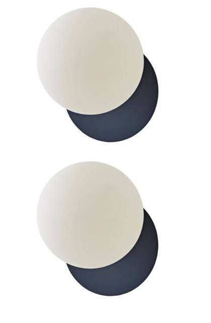ValueLights Darla Pair Navy Frosted Globe Bathroom Wall Lights Blue