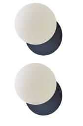 ValueLights Darla Pair Navy Frosted Globe Bathroom Wall Lights Blue