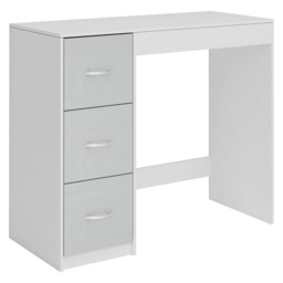 3-Drawer Wooden Desk and Dressing Table - Multi-Functional, 79.5x93x40 cm White White & Cool Grey 22.5 x 43.5 x 98.5 1