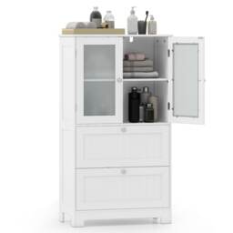 COSTWAY Floor Cabinet Freestanding Bathroom Storage Cabinet-White