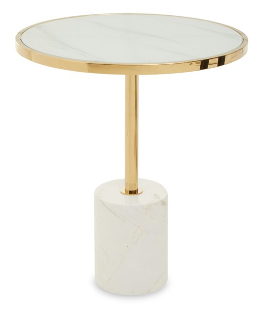 Oria White Marble End Table White