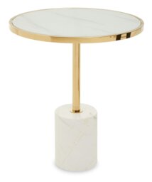 Oria White Marble End Table White