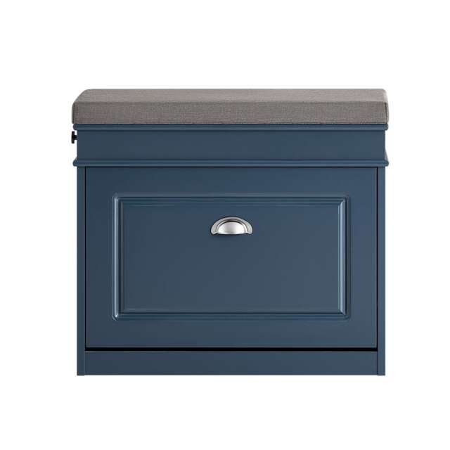 "SoBuy Shoe Storage Bench with Seat Cushion, Dark Blue, 24"" x 9.4"" x 20.5"", 12.3 kg - FSR82-K-B"
