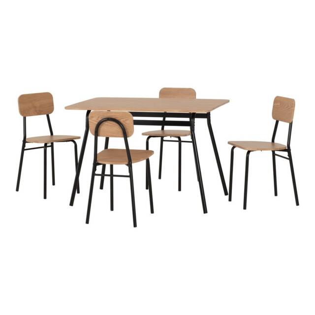 Warren 1+4 Indoor Dining Set - Russet Oak Effect - Black