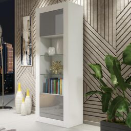 Display Cabinet Bookcase Sideboard Storage Cabinet Cupboard Grey High Gloss 170cm