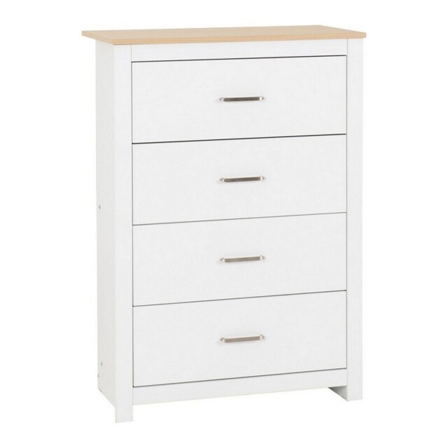 Portland 4 Drawer Chest - L40 x W80 x H114 cm - White/Oak Effect