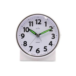 Acctim Micah Alarm Clock, Analogue Display, Non-Ticking, Blue LED Backlight White Pearl White