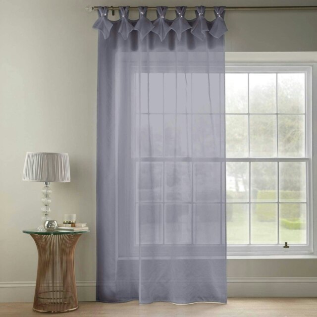 Tiara Dolly Voile Tab Top Curtain Panel - Silver - 145cm x 182cm