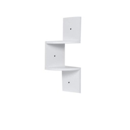 Living and Home 2 Tier Wooden Floating Corner Wall Shelves- White