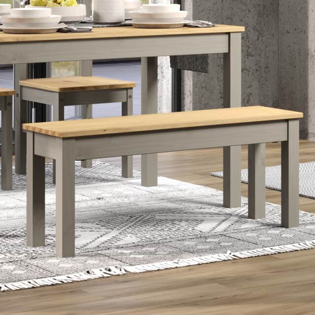 Linea Grey Wax and Antique Wax Wooden Dining Bench - Available in 105cm and 135cm Sizes Grey Grey L 1