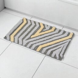 Showerdrape Barbican 100% Cotton Grey & Yellow Anti-Slip Bath Mat 800 x 500mm Grey Grey 1