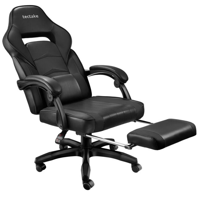 Gaming Chair Comodo - ergonomic shape, footrest, adjustable backrest Black black/black One Size 1