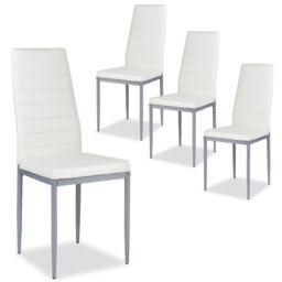 COSTWAY Set of 4 Dining Chairs Padded Seat High Back White