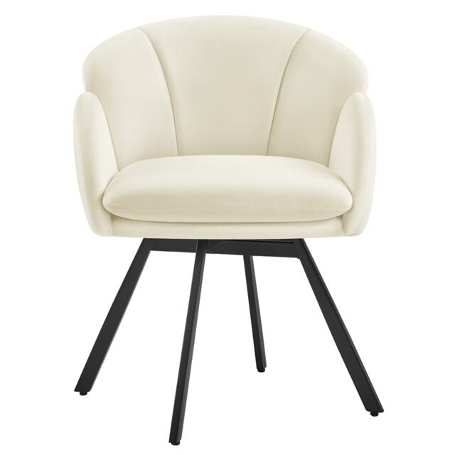 Yaheetech Flower-shaped Velvet Accent Armchair with Removable Seat Cushion White Beige One Size