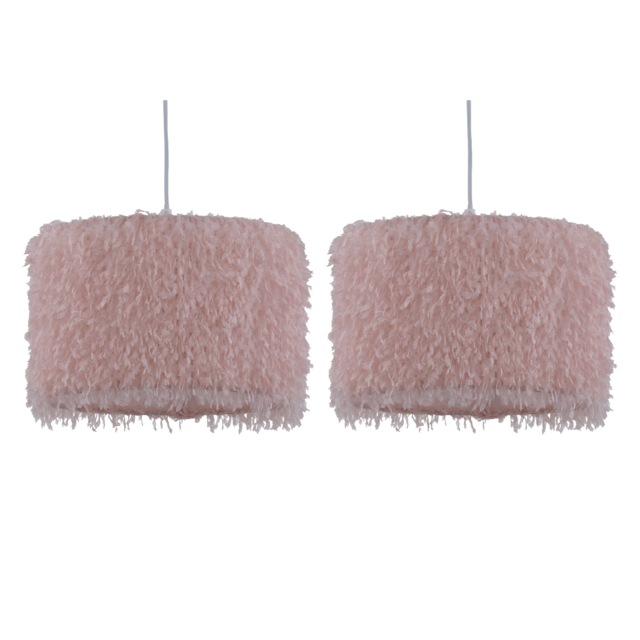Set of 2 Rogers - Pink Shaggy 30cm Easy Fit Pendant Shades