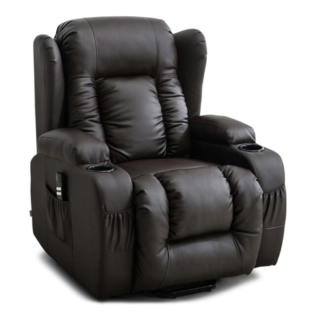Caesar Dual Motor Rise Recliner Bonded Leather Heat And Massage Chair (Brown)