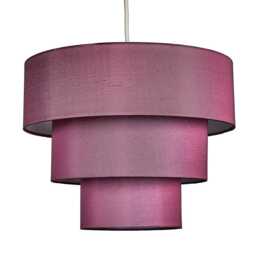 ValueLights Vermont 3 Tier Purple Faux Silk Ceiling Pendant Shade Purple