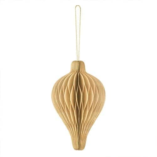 Beige Honeycomb Droplet Hanging Paper Bauble Decoration 12cm