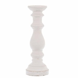 Large Column Candle Holder - Ceramic - L16 x W16 x H45 cm - Matt White White