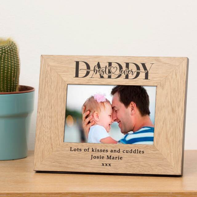 Personalised Best Ever Dad or Daddy Wood Picture Frame 6x4 Fathers Day