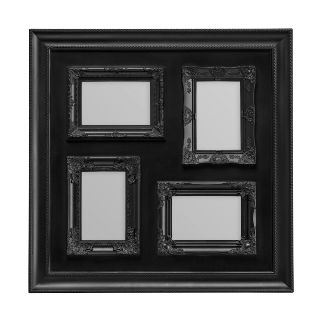 Luxe 4 Photo Black Plastic Multi Photo Frame,Decorative Display Frame,Portrait and Landscape Display Options Black One Size