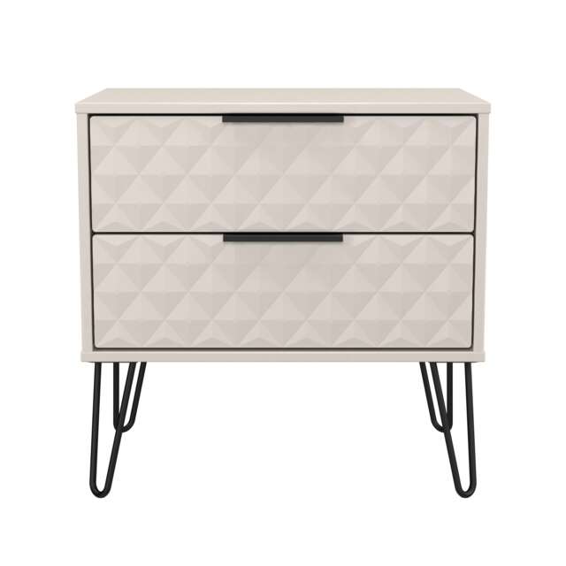 Islay 2 Drawer Wide Bedside Table in Kashmir Matt (Ready Assembled) Cream Kashmir Matt