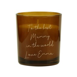 Personalised Engraved Message Amber Glass Candle Brown 1