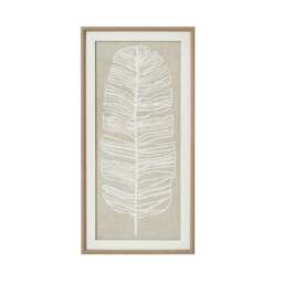 Large Plume White Feather Art Mounted in Beaded Frame - Glass - L2 x W40 x H80 cm - Brown Brown Not provided