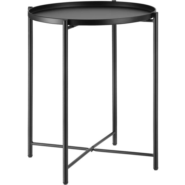 Bedside Table Chester - round with removable steel shelf, 45.5 x 45.5 x 53 cm Black black 45,50 x 45,50 x 53 cm 1