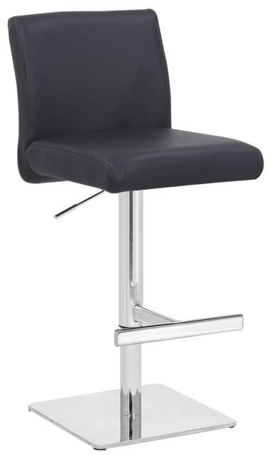 Snella Deluxe Breakfast Bar Stool, Chrome Footrest, Height Adjustable Swivel Gas Lift, Home Bar & Kitchen Barstool, Black