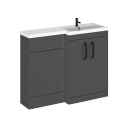 Balterley Right-Hand Bathroom Vanity and WC Unit Combination with Basin, with Handles Grey Gloss Grey
