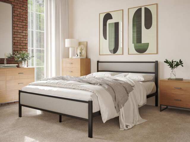 Snuggle Beds Nova Black Metal Upholstered Bed Frame - Single Black Single