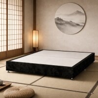 Kyoto Low Platform Divan Bed 3FT Single Black Plush Velvet