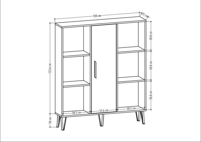 Decorotika Peoria 6 Shelves and a Cabinet Bookcase