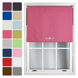 FURNISHED Blackout Roller Blinds with Triple Square Eyelets Cut to Size Easy Fit Window Shade Pink Fuchsia (W) 60cm x (L) 165cm