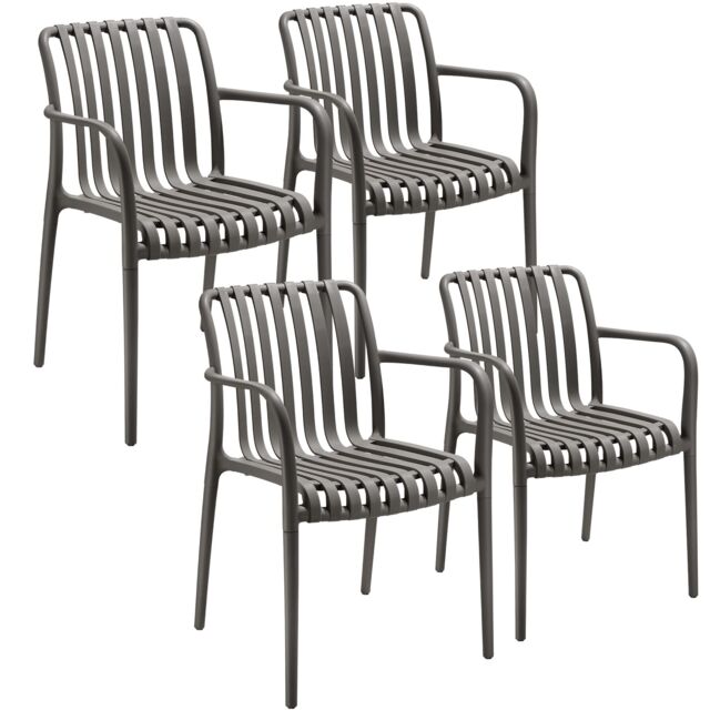 Garden Chairs Alcudia - weather-resistant, durable and long-lasting plastic Grey anthracite One Size 4
