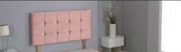 "Pink Plush Velvet Cube Headboard Pink 2FT6 Small Single 20""inch Headboard"