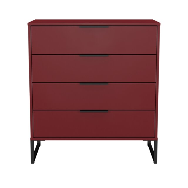 Beijing 4 Drawer Chest of Drawers in Red Matt (Ready Assembled) Red Red Matt