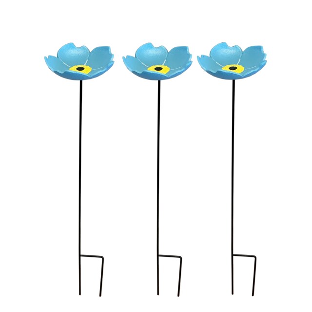 Cast Iron Wild Bird Forget Me Not Flower Dish Bird Feeders (Set of 3)
