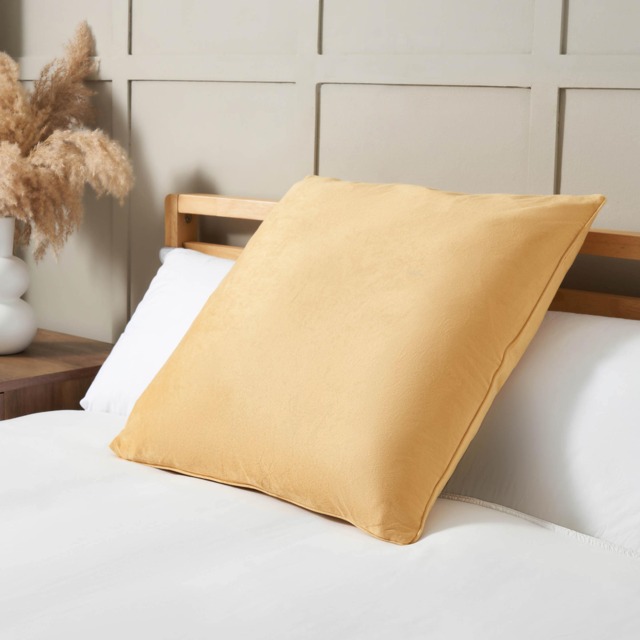 BHS Large Velour Piped Cushion Yellow Ochre