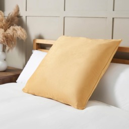 BHS Large Velour Piped Cushion Yellow Ochre