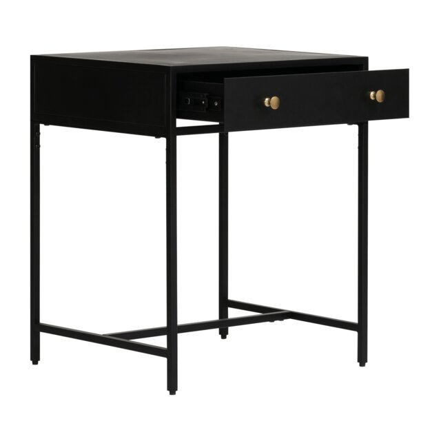 Brockwell Metal Nightstand with Drawer and Gold Knobs