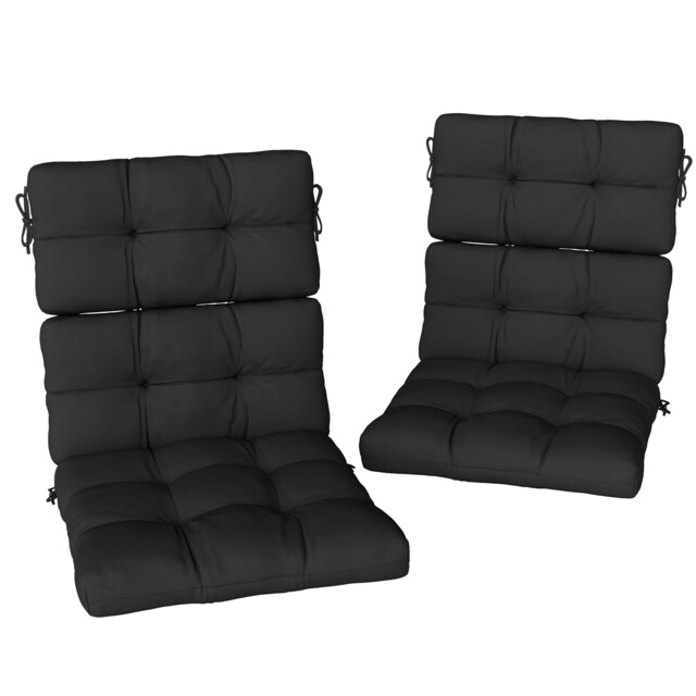 Outsunny 2pc Outdoor Seat Cushion with Backrest, Ties, for Garden, Black Black Black 112L x 56W x 8H cm