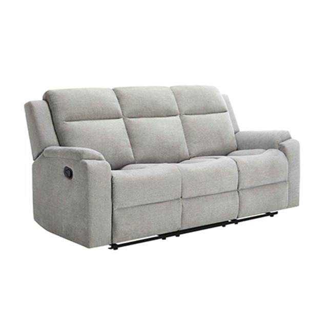 Orka 3 Seater Manual Recliner Chenille Fabric Sofa Grey Three Seater