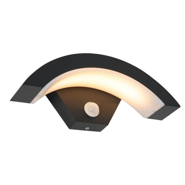 Living and Home Modern LED Curved Induction Wall Light for Outdoor - Black Black