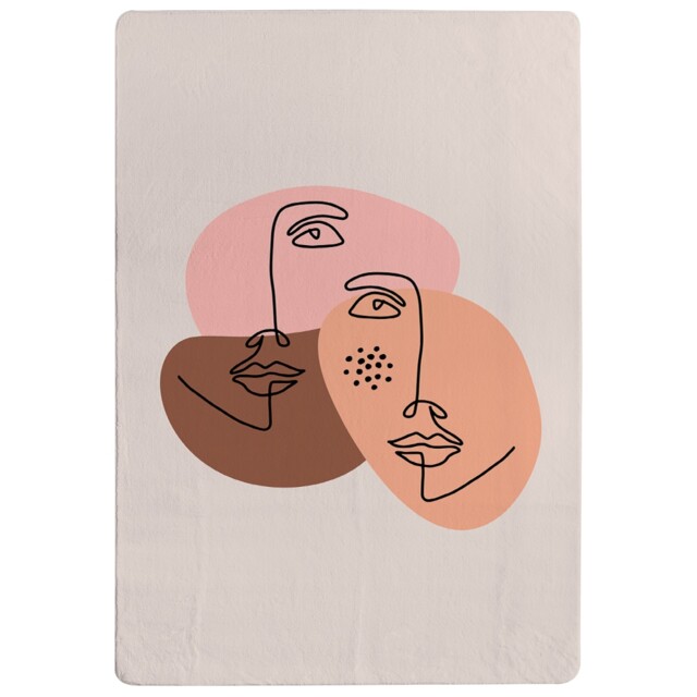 Modern Contemporary Minimalist Woman Portrait Designer Rug Multi
